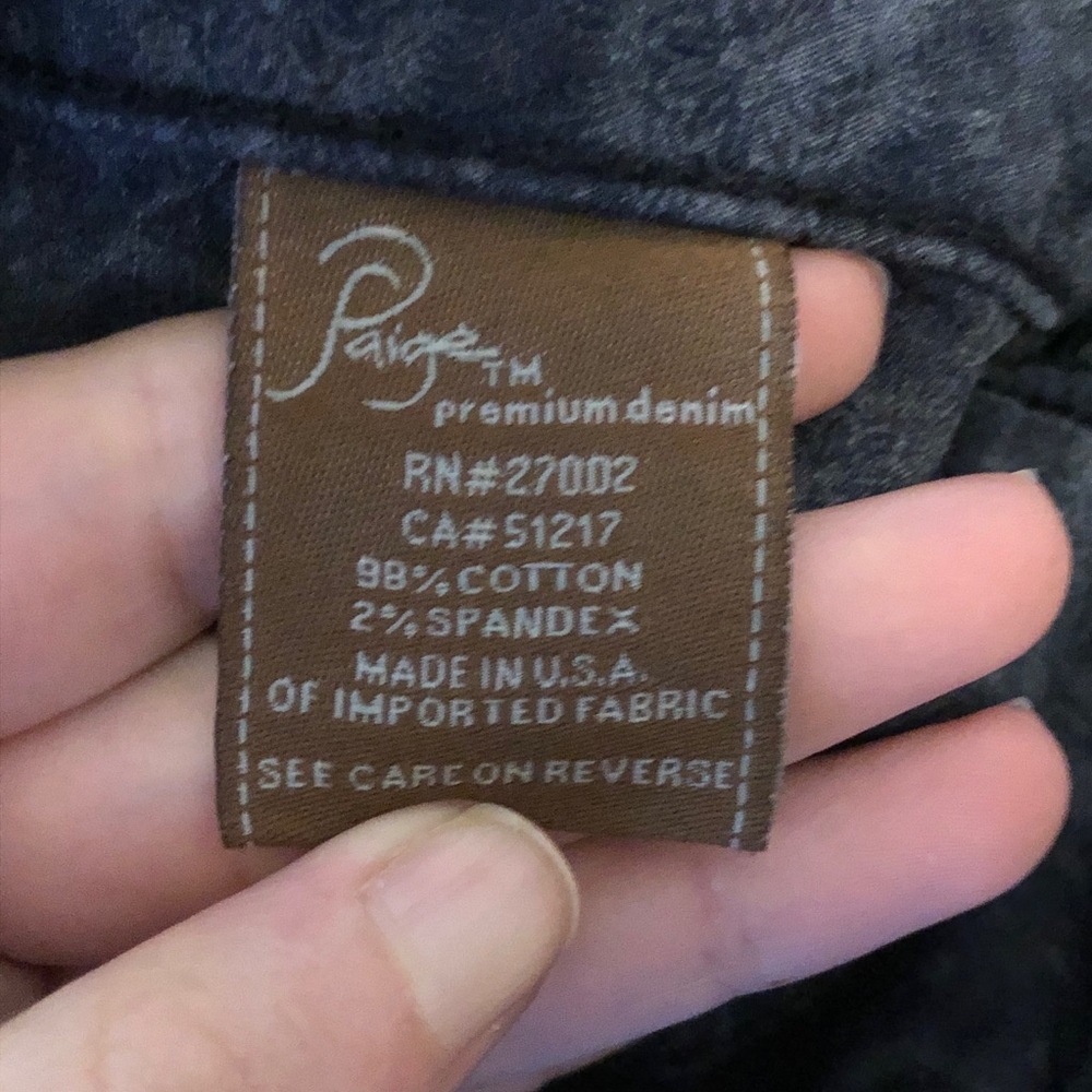 Paige Mid Rise Straight Black denim jeans Sz 24 - Picture 11 of 12